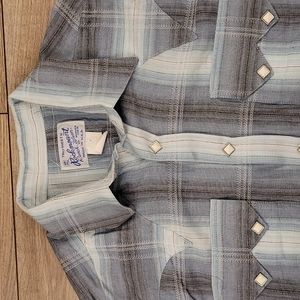 ROCKMOUNT Ranch Wear Western USA‎ Snap Cotton Small Mens Long Sleeve Shirt VTG